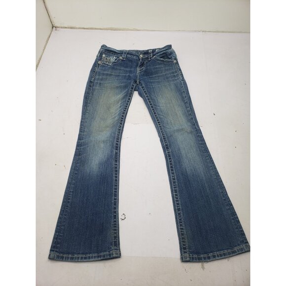 Miss Me Signature-Rise Boot Embroidered Denim Jeans Women's Size 26 JP6241BD - Picture 1 of 16